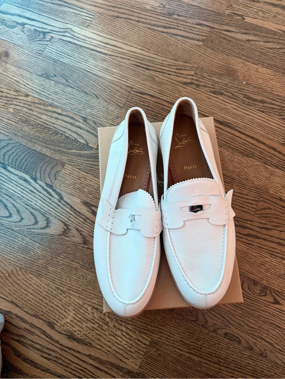 Christian Louboutin Cream Leather Penny Loafers